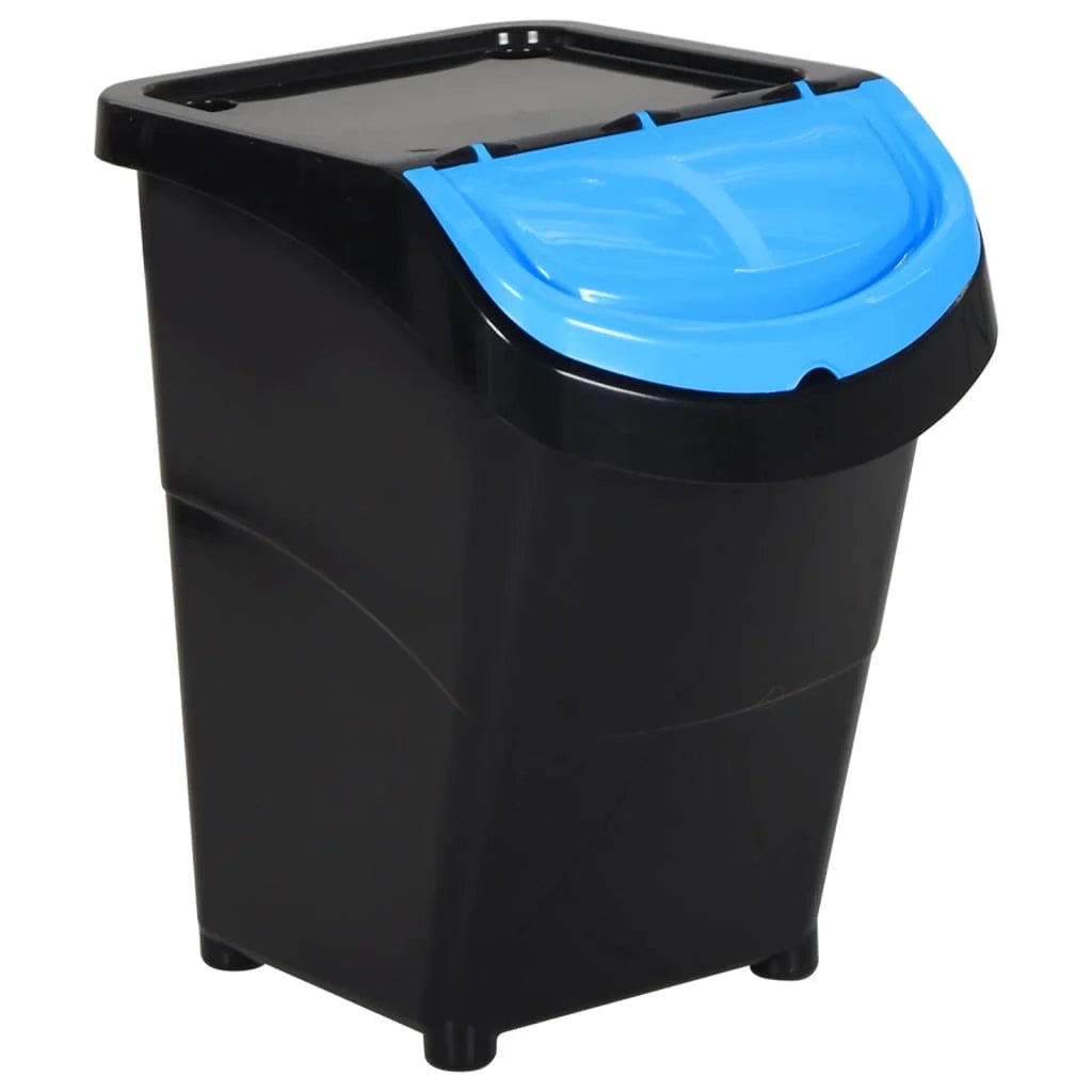 Contenitori impilabili con coperchio 3 pezzi PP 120 litri nero 02_0006089
