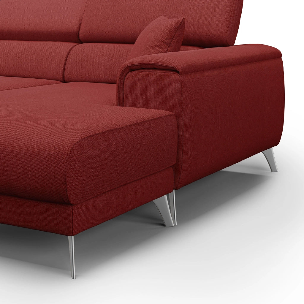 Fusion Divano angolare con sedute scorrevoli in tessuto morbido smacchiabile T05 260 cm Destro rosso