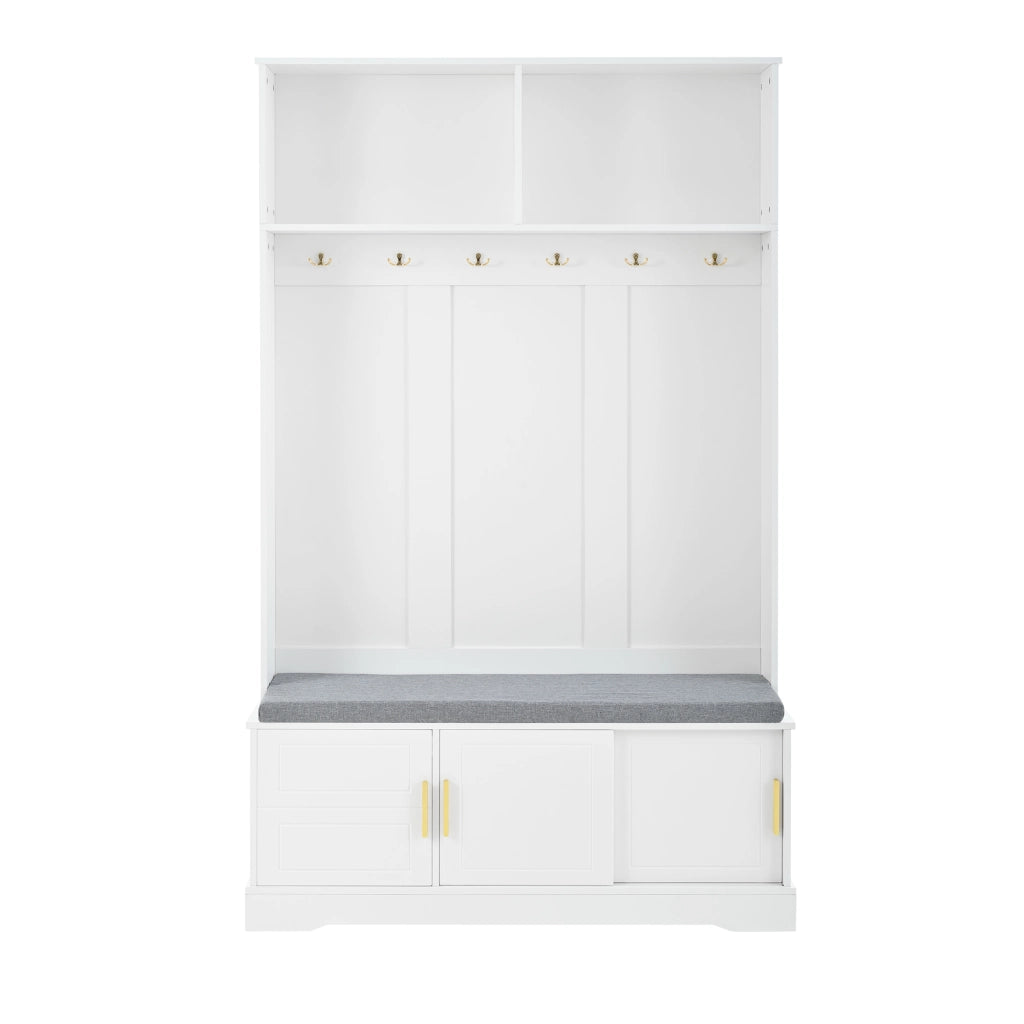 Appendiabiti con Panca Scarpiera e Ganci ¨C MINIMAL ¨C Bianco, Salvaspazio, 120x40x191 cm