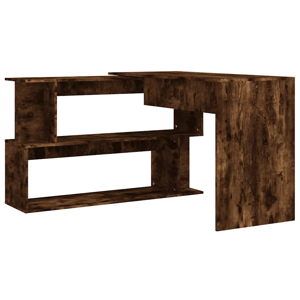 Scrivania | Tavolo da Ufficio Angolare Rovere Fumo 200x50x76cm in Legno Multistrato