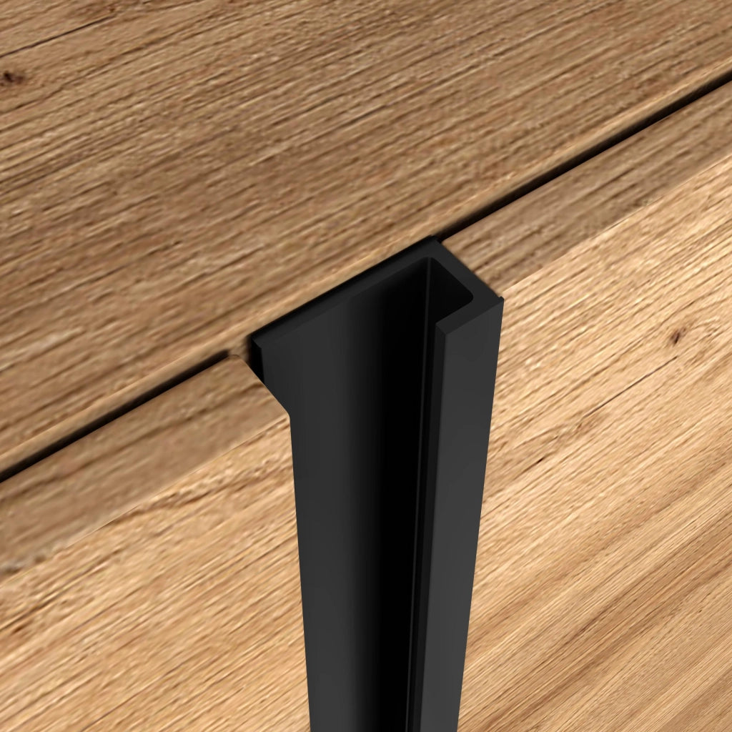 Mobile TV Soggiorno, 315x50x35 cm, Per TV fino a 80", Camino elettrico XXL, Rovere e nero
