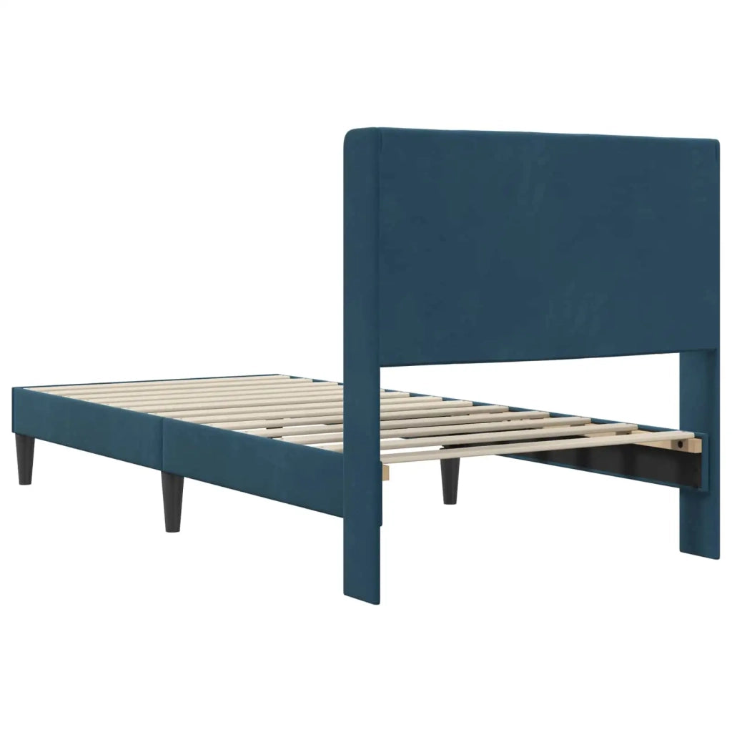 Letto singolo | Letto per adulti | Struttura del letto con testiera Blu 80 x 200 cm Velluto