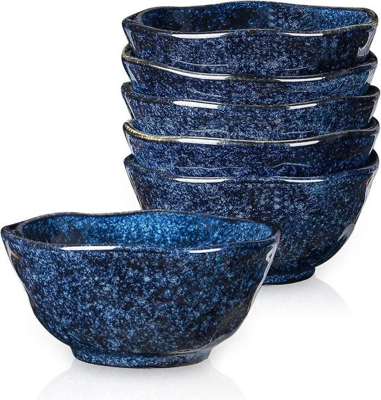 Set di contenitori ceramici dessert - 10 oz - Set da 6 - Resistenti a microonde e lavastoviglie - Per riso, gelato, zuppe, snack, cereali, chili - Set di contenitori da cucina - Blu stellato