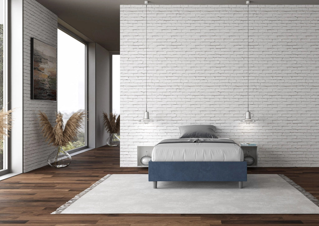 Letto Matrimoniale Francese Sommier 150x210 cm con Rete Azelia Blu
