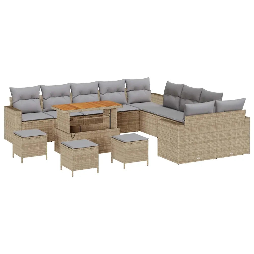 Set Divano da Giardino 14 pcs Beige polyrattan 3361682