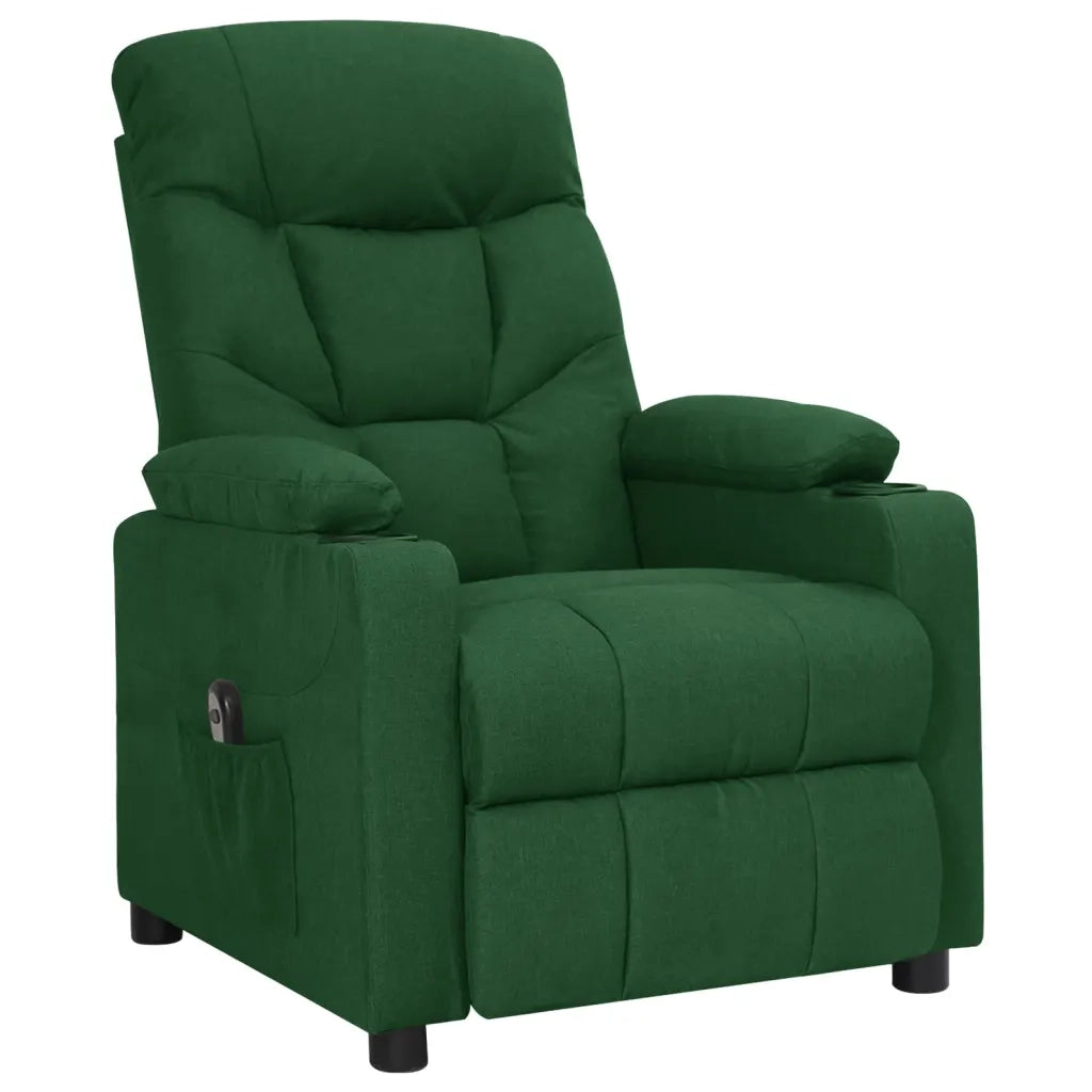 Poltrona | Sedia Relax Elettrica Reclinabile Verde Scuro in Tessuto