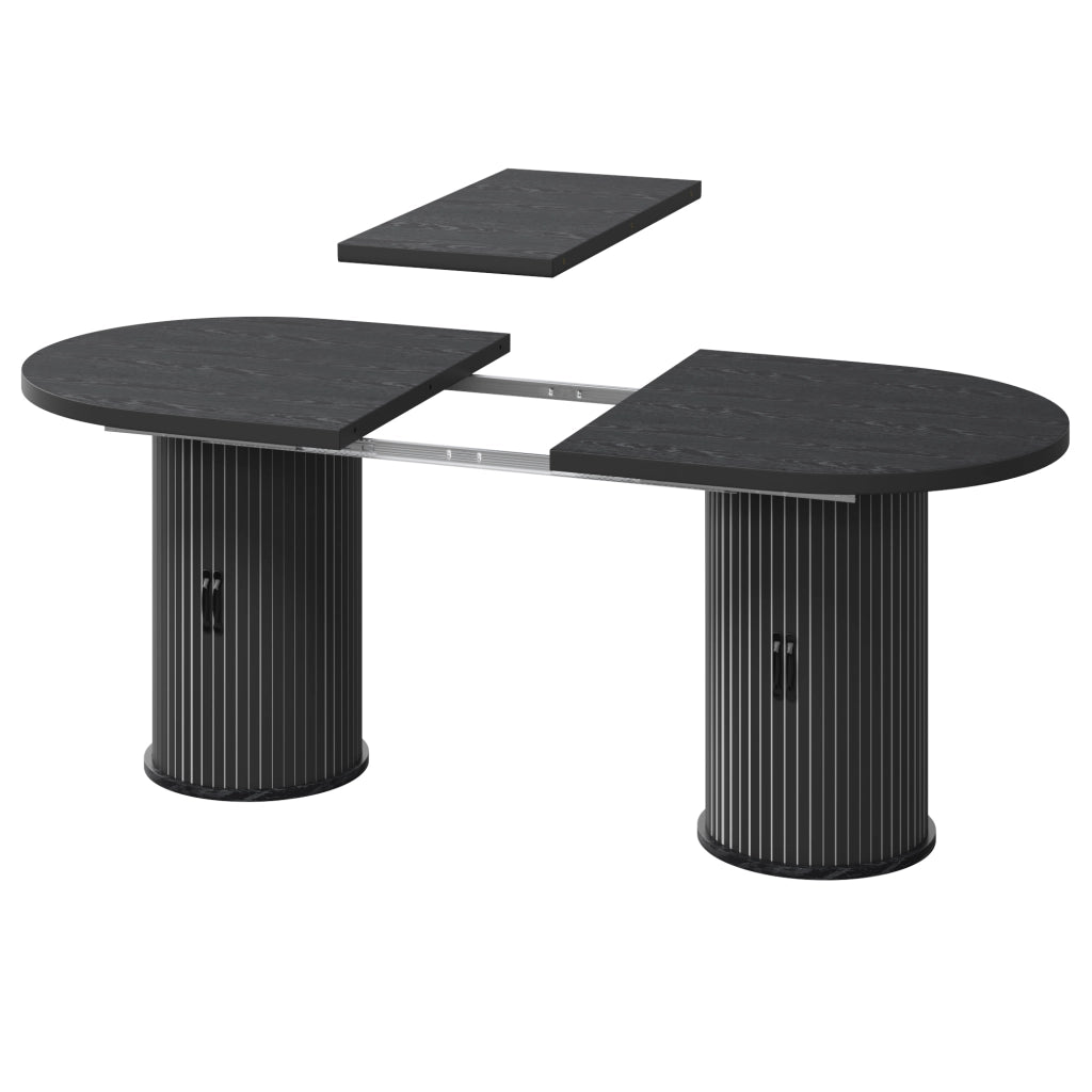 Tavolo allungabile 150-190x80x75 cm telescopico con vano nascosto in MDF nero