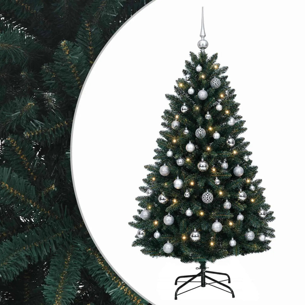 Albero di Natale artificiale verde scuro con palline 150 cm 3466008