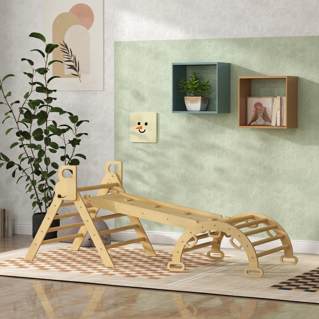 Set 5 in 1 con arco di arrampicata ¨C Minimal ¨C per bambini, in legno naturale