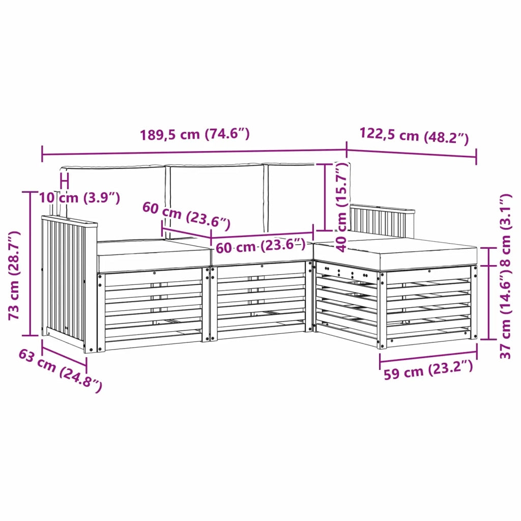 Set di divani da esterno 4 pcs Bianco e Beige 3391633