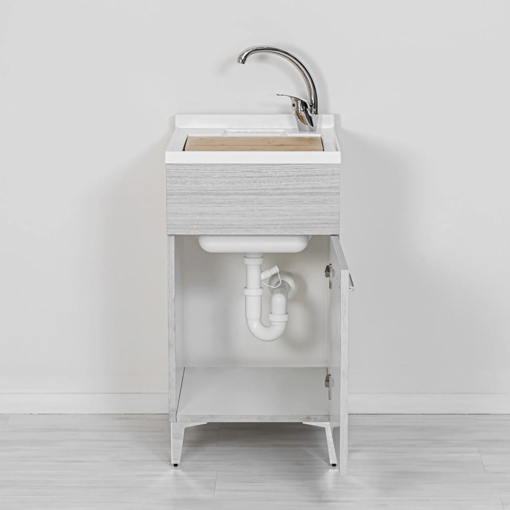 Mobile lavatoio grigio 45x50 cm vasca in resina e asse lavapanni Desya