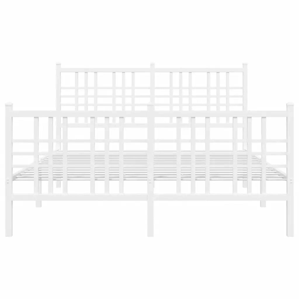Giroletto con Testiera e Pediera Metallo Bianco 120x200 cm 376389