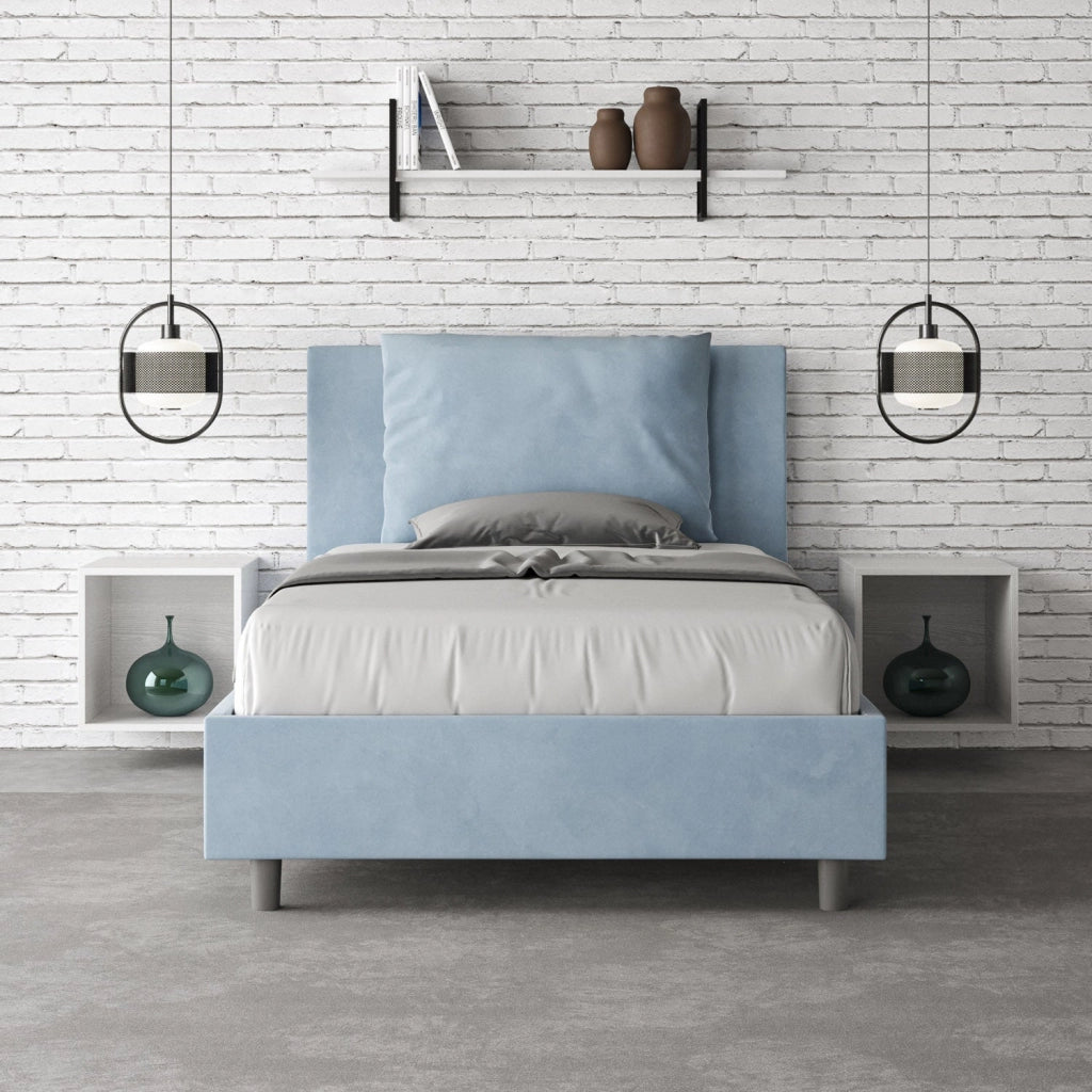 Letto 1 Piazza e Mezzo 130x210 cm con Rete Antea Azzurro
