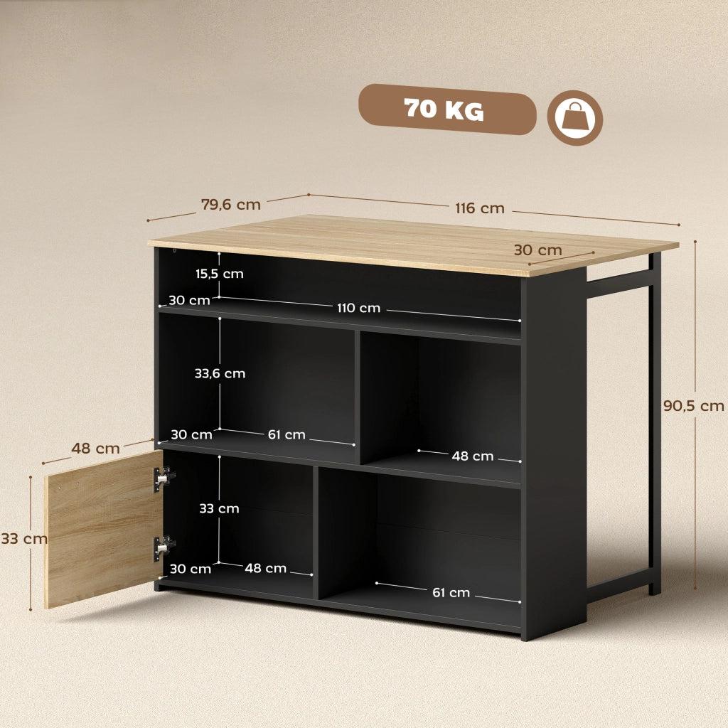 Tavolo da cucina allungabile con ribalta ¨C Xylo ¨C 1 anta 4 vani aperti 116x79,6x90,5cm nero