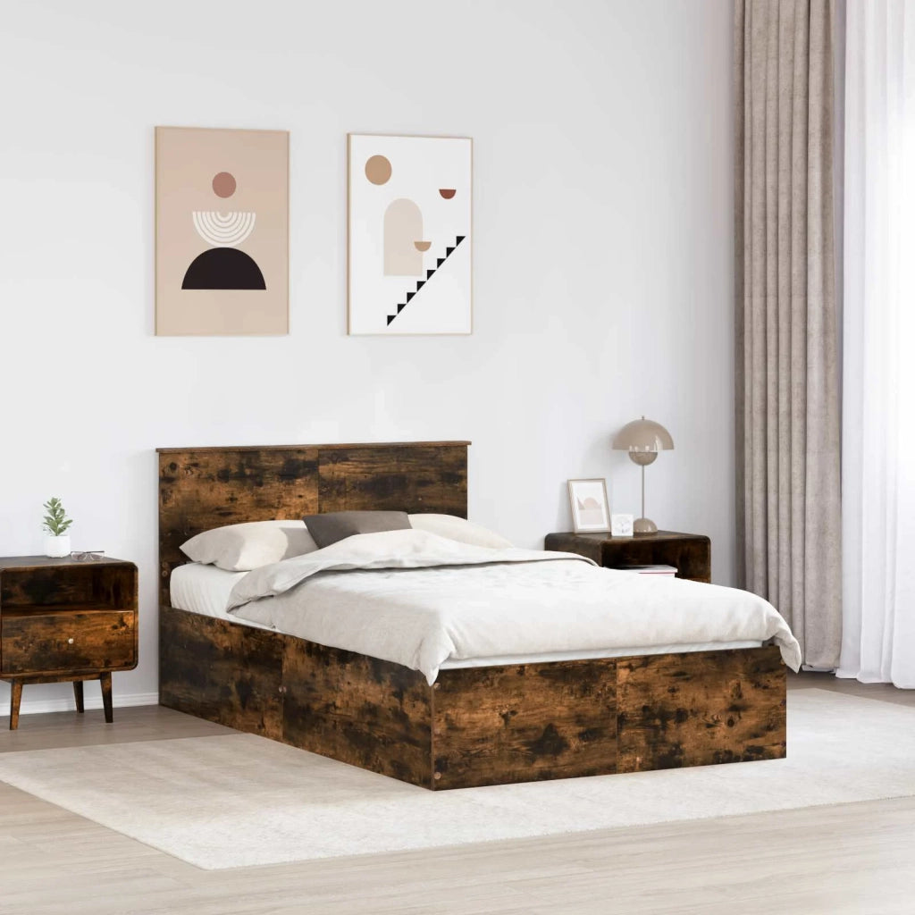 Letto matrimoniale | Letto per adulti | Struttura del letto Rovere fum¨¦ 120 x 190 cm Legno multistrato