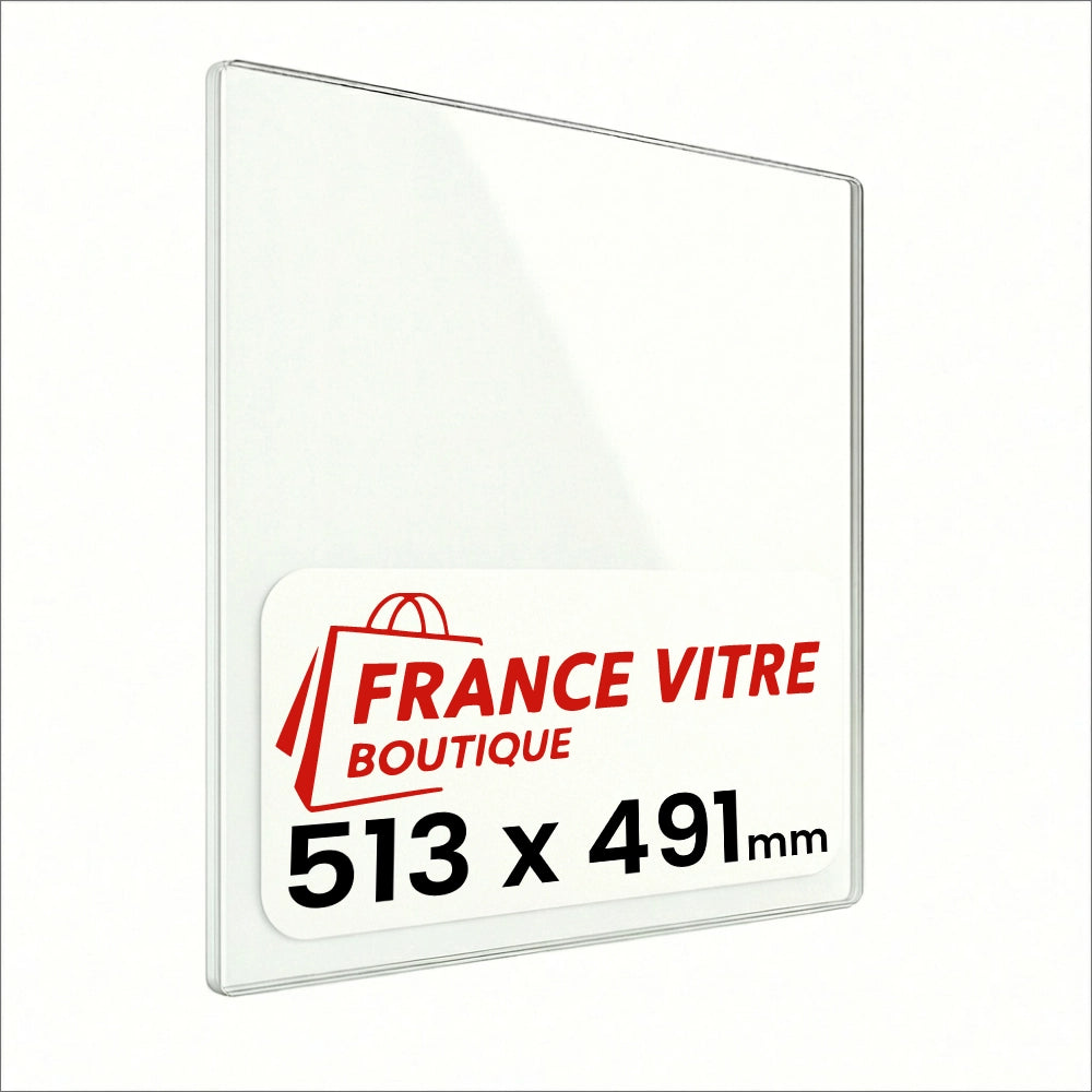 513 x 491 x 4 mm - Vetro per stufa a legna - vetro camino di ricambio - vetro per caminetto resistente al fuoco - France Vitre