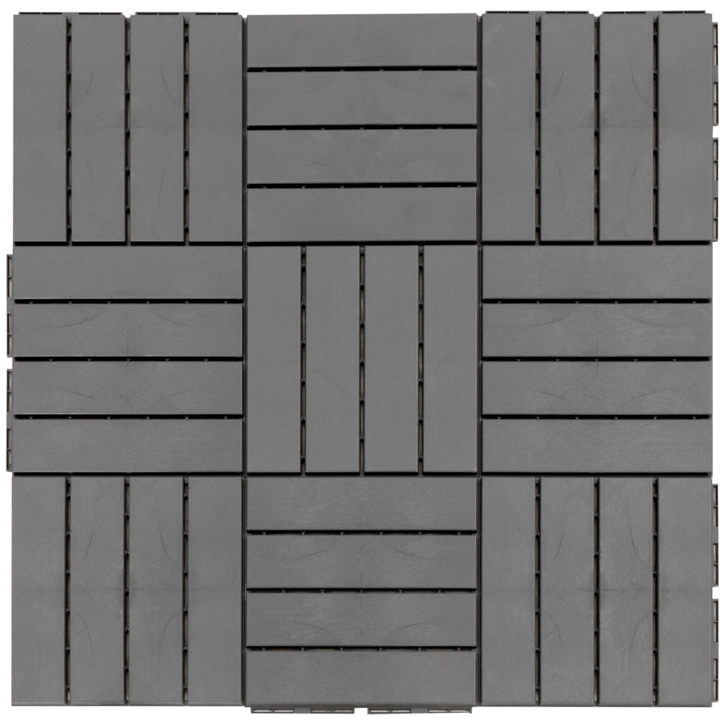 Set Piastrelle per Pavimenti Esterni ¨C zephmum ¨C Nero, Polipropilene, 30x30x2cm