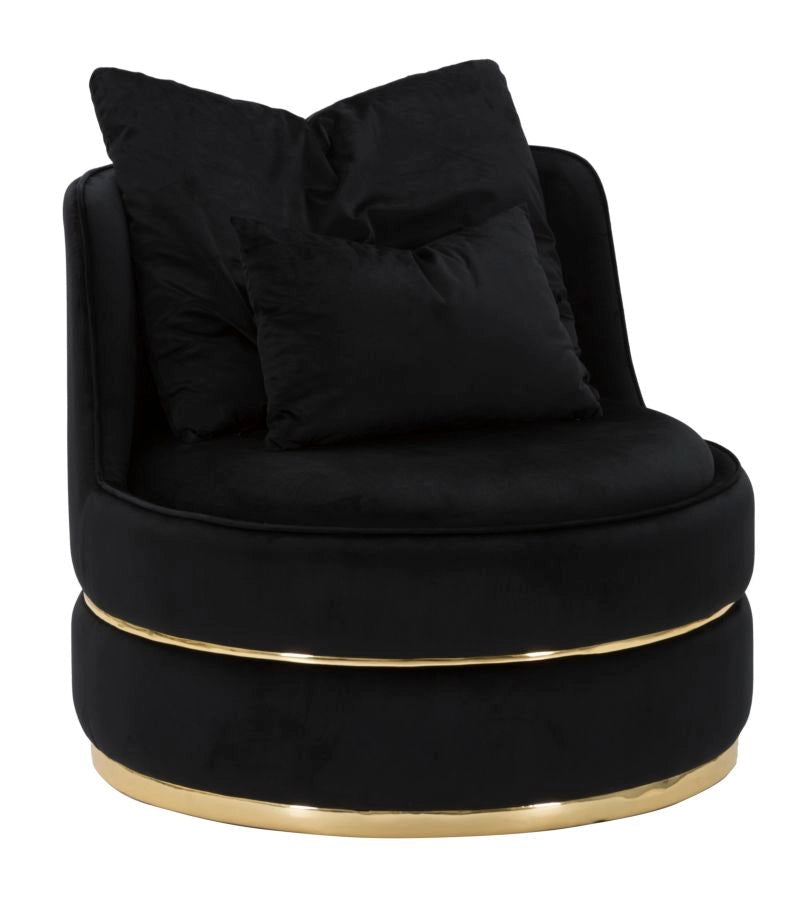 Poltrona Paris Space Nero/Oro Ø84x72 cm in Legno e Spugna Nero e Oro