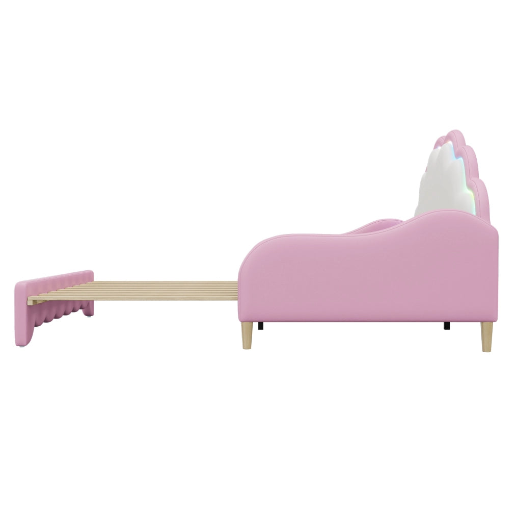 LETTO Divano trasformabile 140x200 cm Rosa in PU con LED