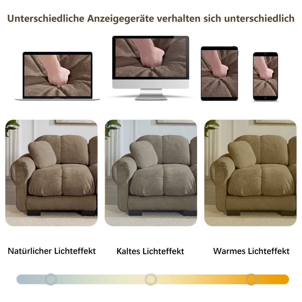 Divano angolare modulare 4 posti con pouf mobile, Chenille, Marrone