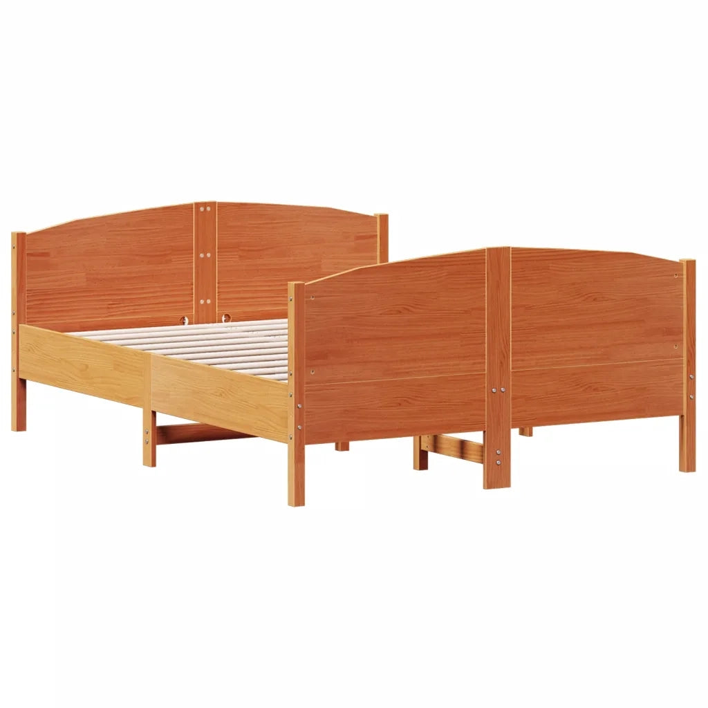 Letto senza Materasso-Struttura Letto Marrone Cera 135x190 cm in Legno di Pino 141776