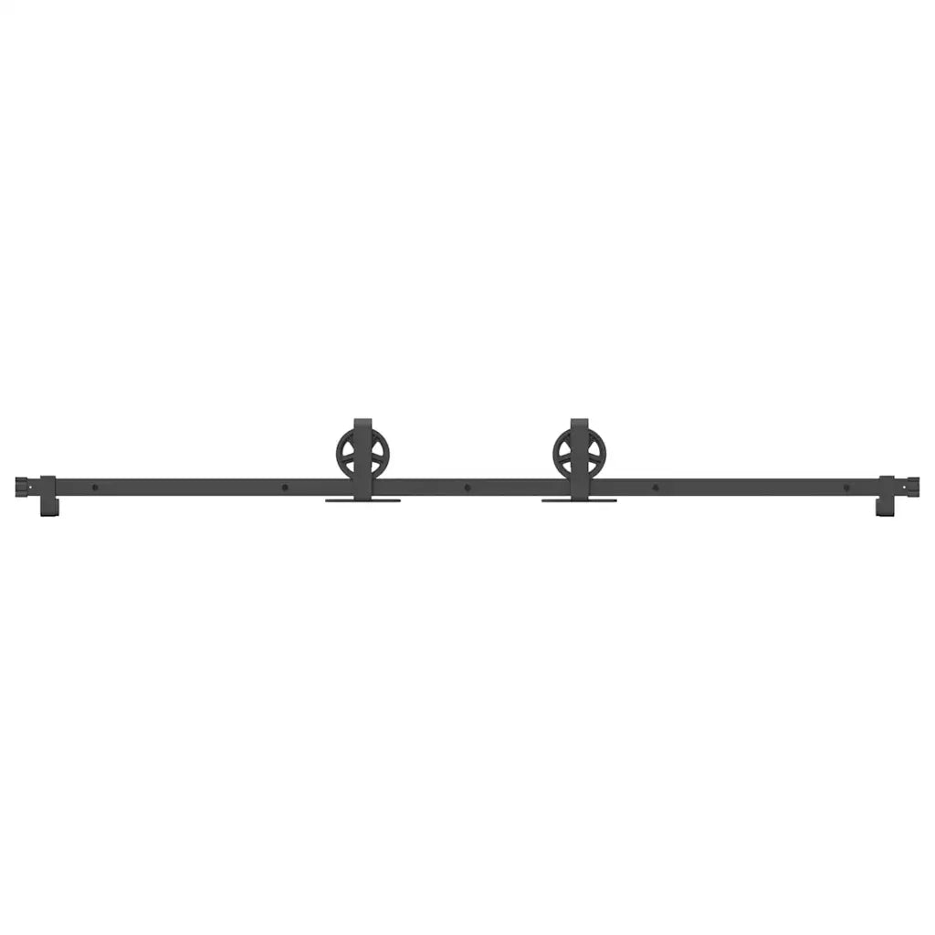 Kit di Binari per Porte Scorrevoli 200 cm Acciaio Nero 4009729