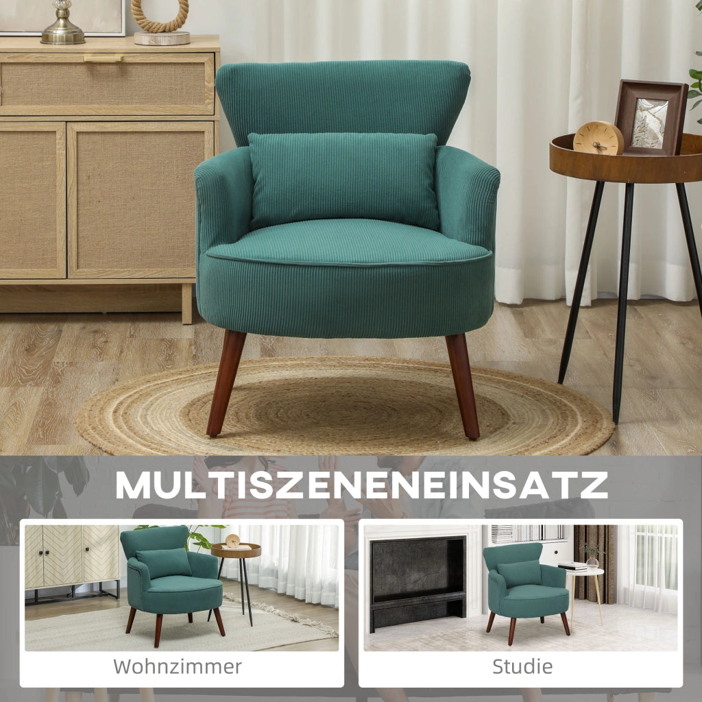 Poltrona Moderna Girevole Imbottita con Poggiapiedi e Cuscino Lombo ¨C Minimal ¨C Verde Scuro