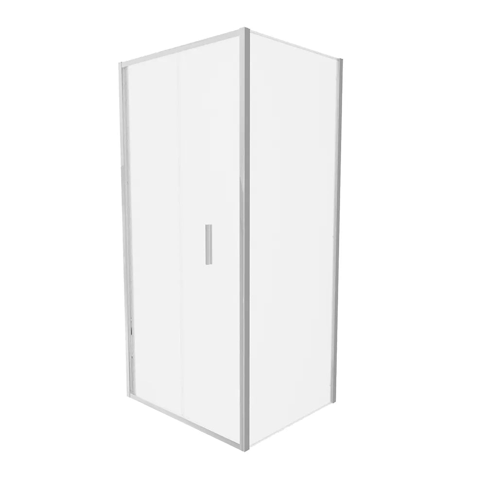 Box doccia slim 80x90cm con porta a libro e parete fissa profili cromati e vetro 6mm opaco h190| Portofino