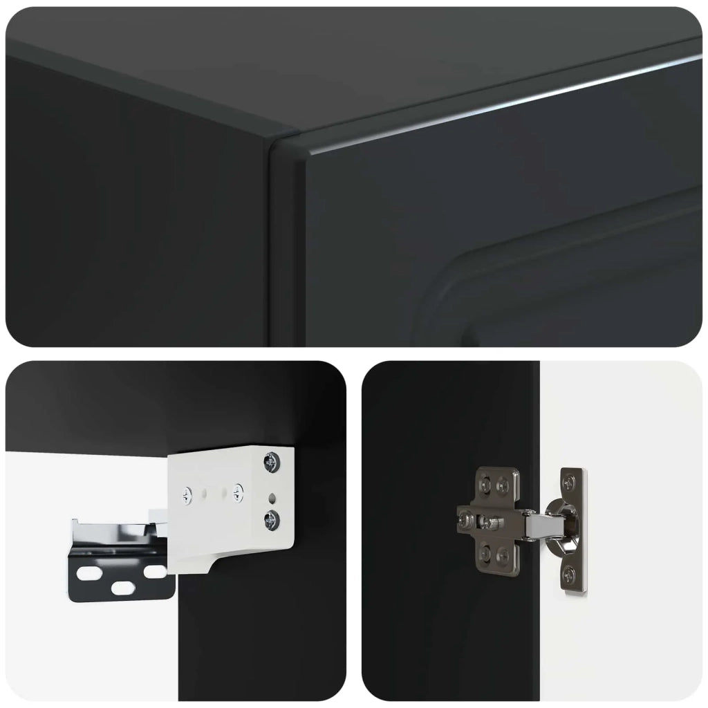 Mobiletto a muro 33 x 34,5 x 90 cm Legno ingegnerizzato Nero 899266