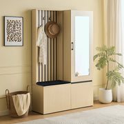ARMADIO Guardaroba con specchio e panca 2 in 1, MDF colore legno