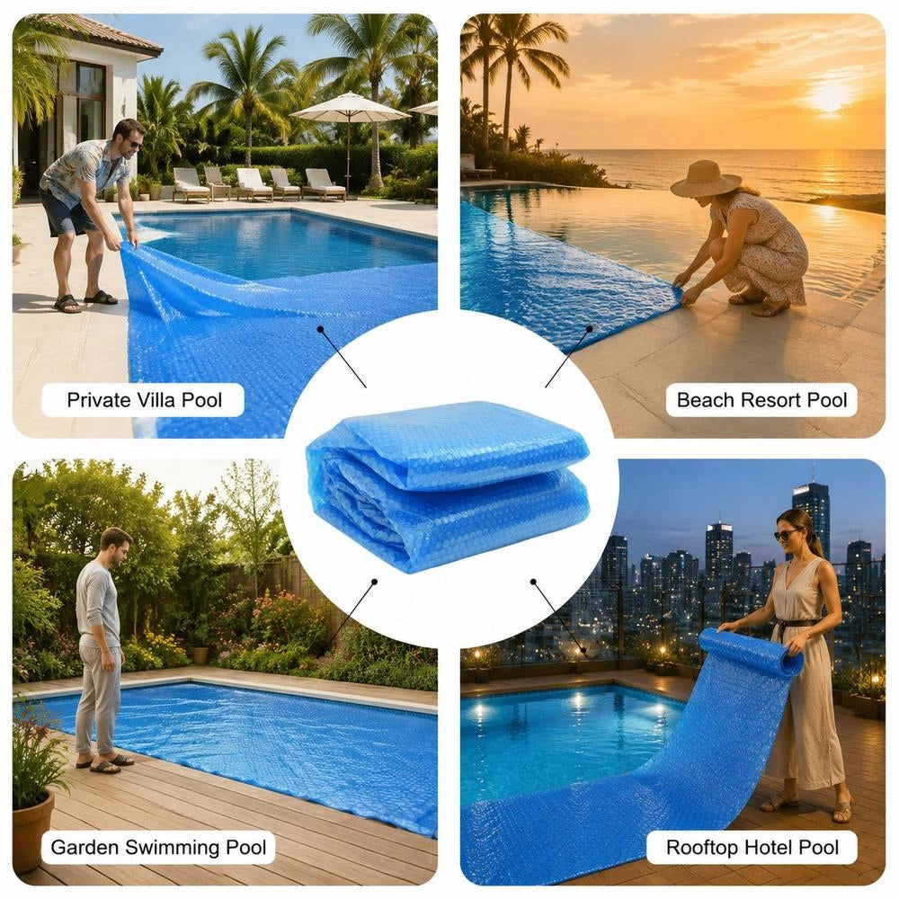 Floating Round PE Pool Solar Cover 381 Cm Blue