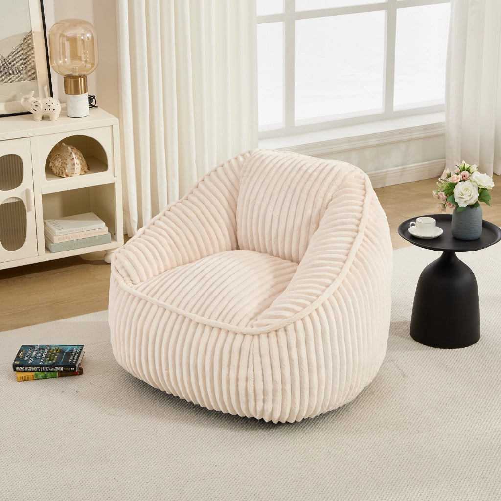 Poltrona sacco 46.0x43.0x29.0 cm imbottita in schiuma morbida in velluto a coste beige