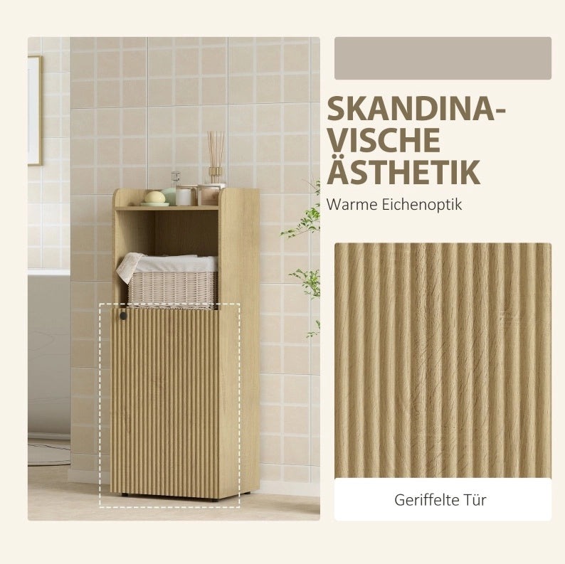 Armadio da bagno in rovere giallo con ripiani regolabili 40x31x104 cm