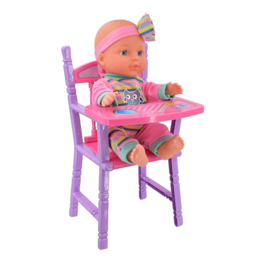 Trade Shop - Bambola Amore Mio Seggiolone Bambolotto Giocattolo Bambini Con Accessori Gioco -