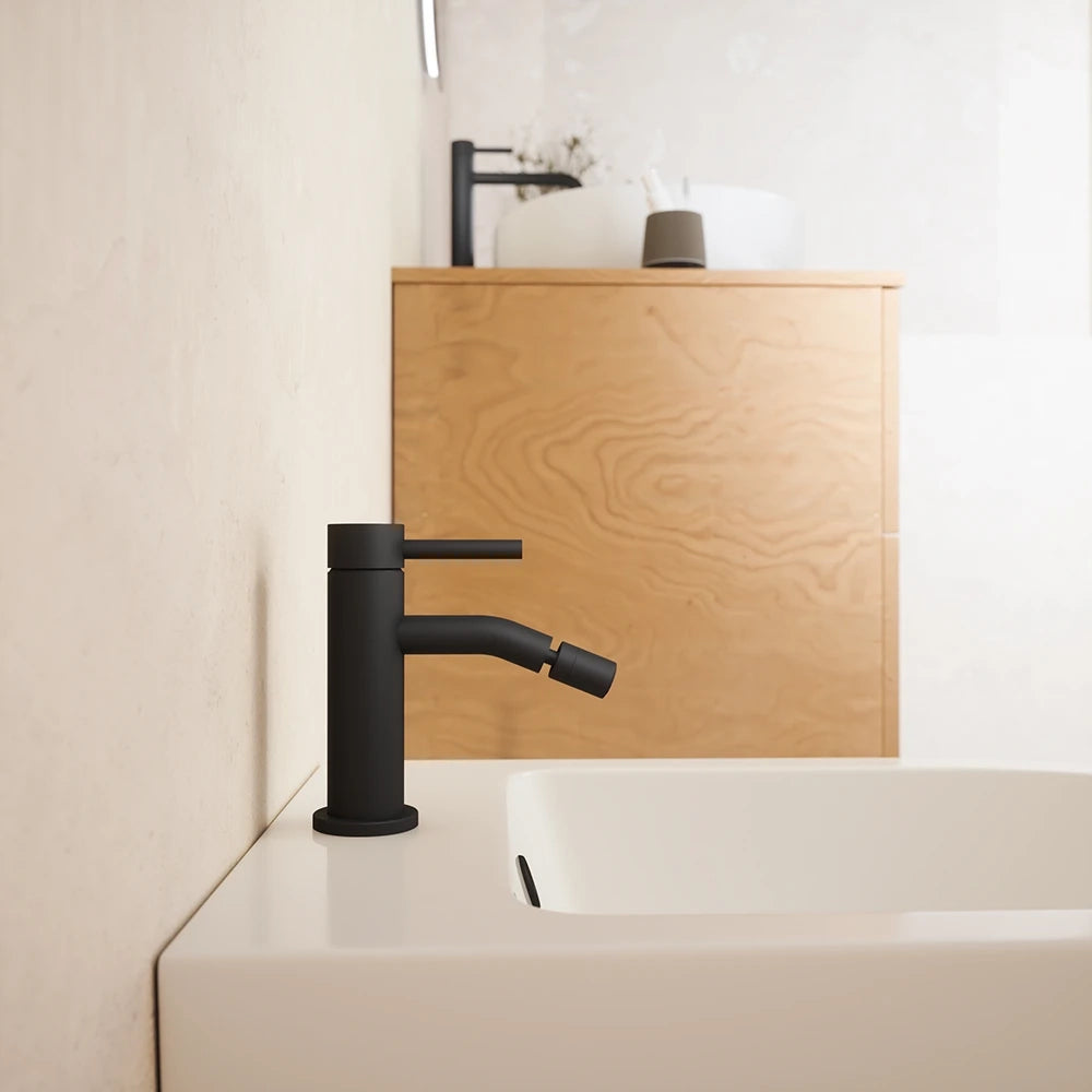 Coppia miscelatori lavabo ad incasso bidet senza scarico nero opaco | Bette
