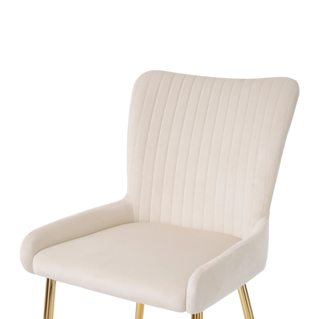 SEDIA DA PRANZO in velluto beige e oro Set da 4 pezzi