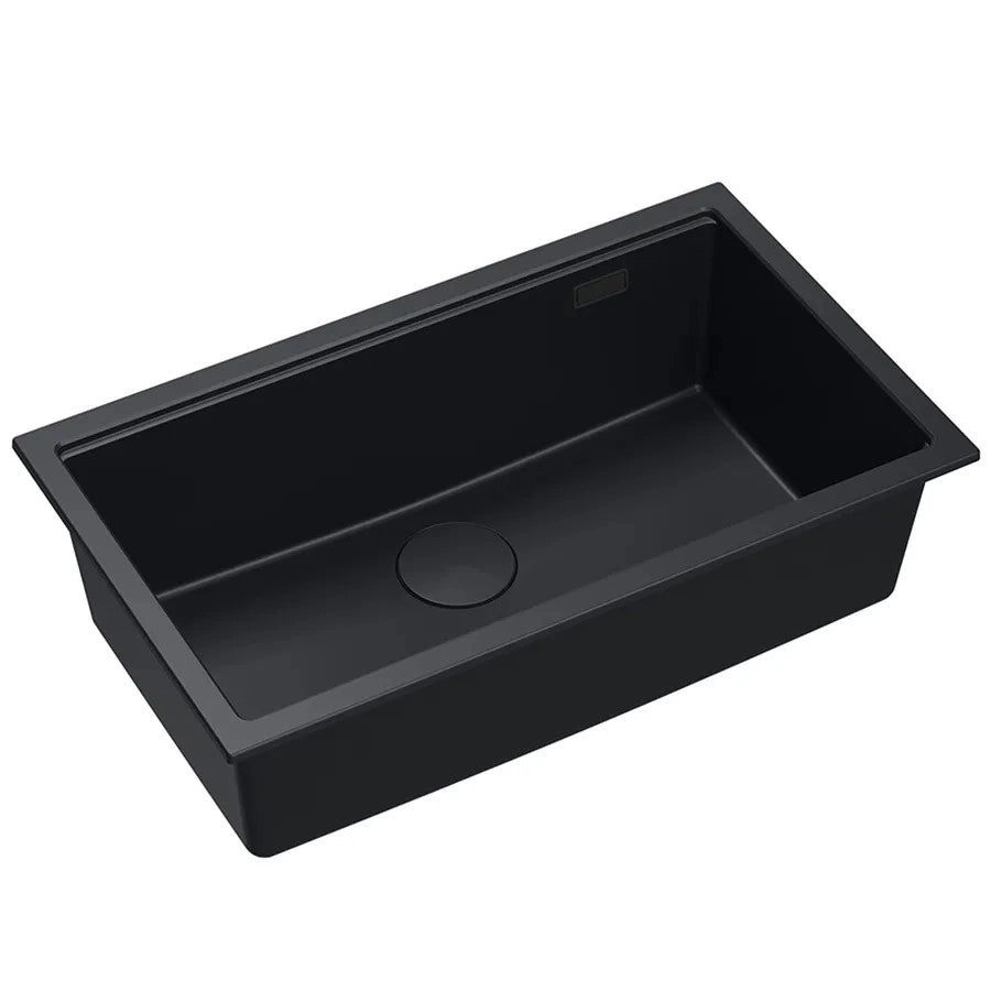 Lavello In Granito Logan 110 Black Tappo rame spazzolato