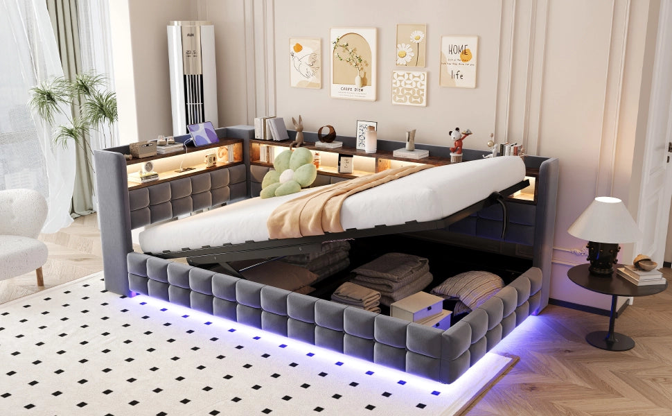letto imbottito velluto grigio 105.5 x 217 cm