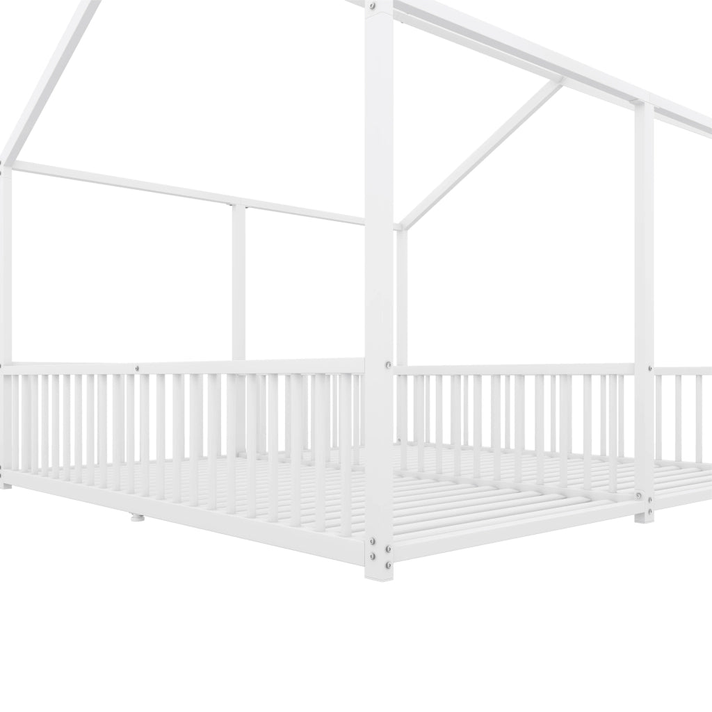 Letto a castello bambino 90×200 cm con scaletta e barriera; senza materasso; metallo; bianco