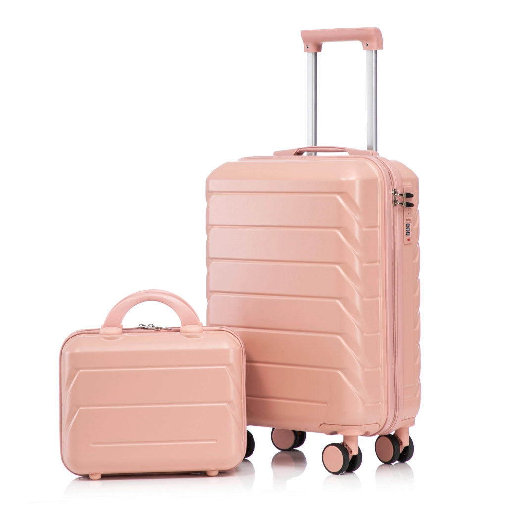 Set valigie rigide 2 pezzi: trolley 19" e beauty case 14" in ABS rosa HOMVRA