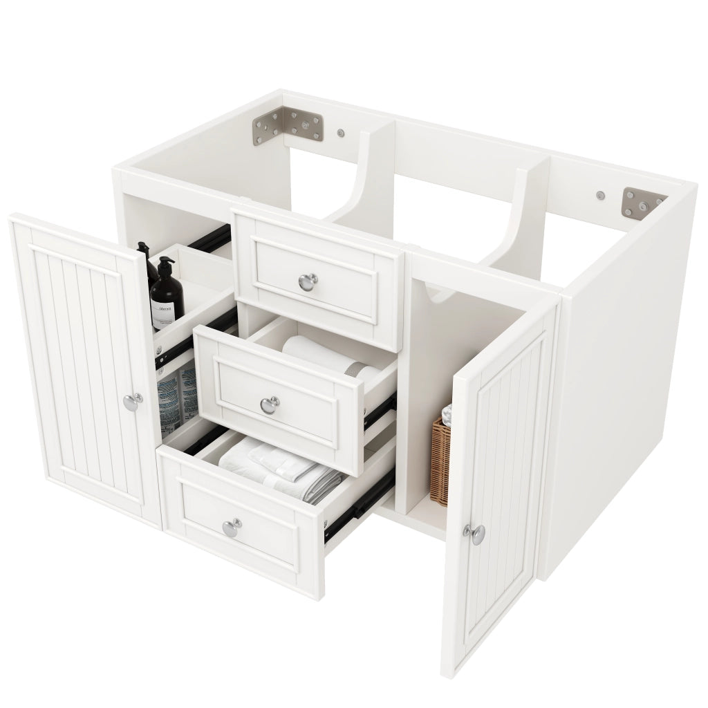 Mobile per lavabo singolo sospeso con lavabo in ceramica; cassetti e vano; bianco 78.5 × 46 × 46.8 cm