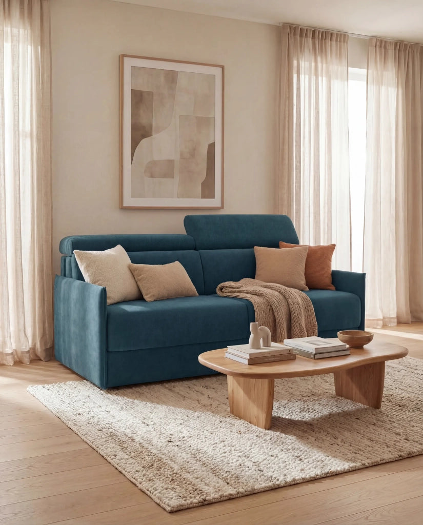 Miryam Divano letto con poggiatesta reclinabili e comfort maxi - design compatto in morbido tessuto smacchiabile T31 189 cm marrone