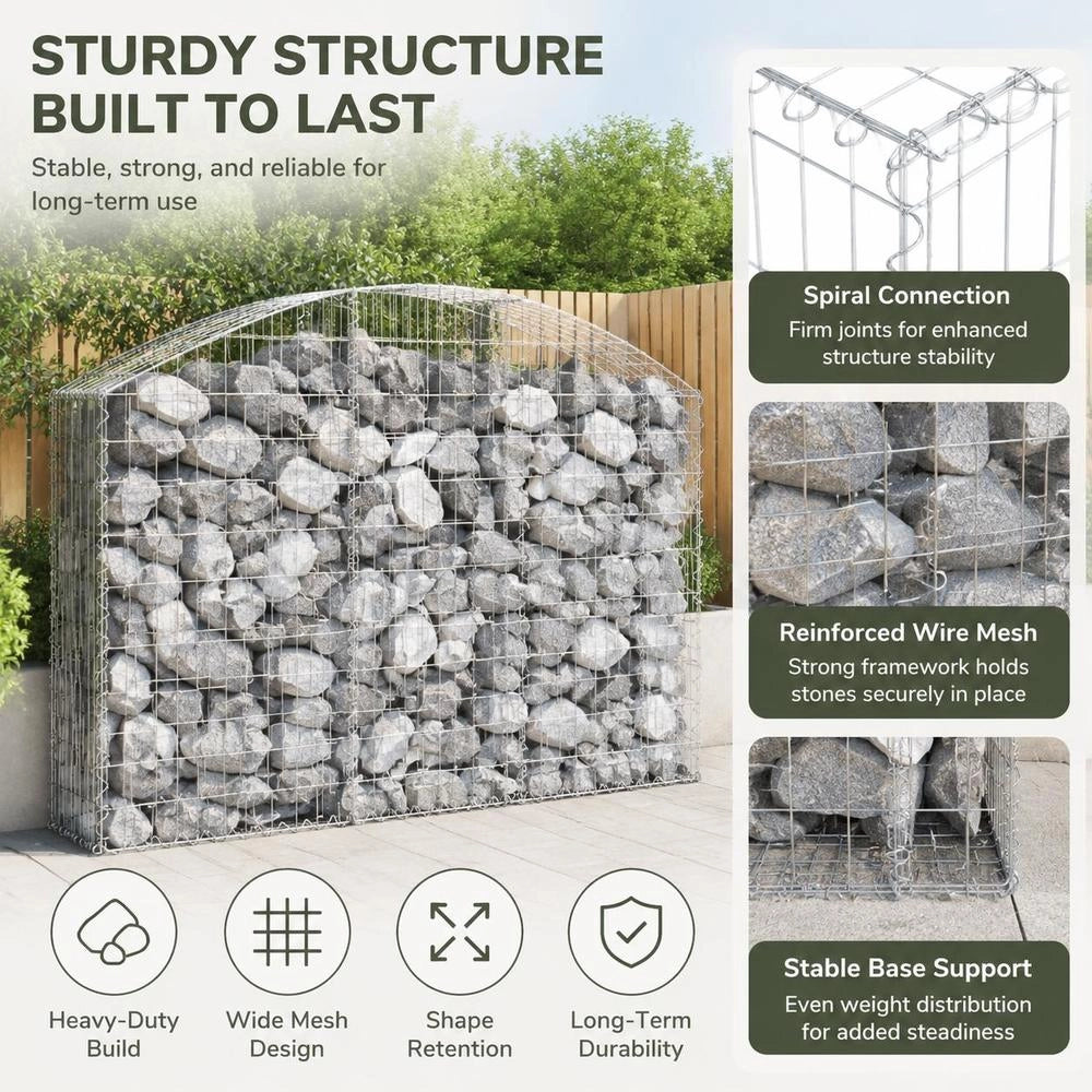Gabion With High Arch 150x30x100/120 Cm Galvanized Iron