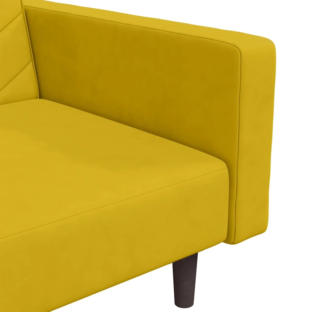 Divano letto | Sof¨¤ letto | Letto singolo a 2 Posti con 2 Cuscini Giallo in Velluto