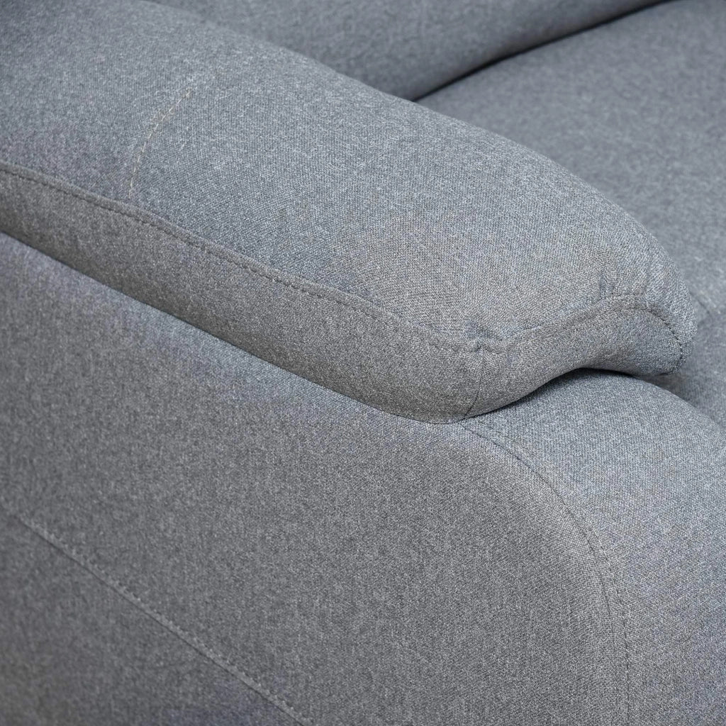 Poltrona relax con funzione lettino e tasca laterale, poliestere effetto lino grigio, 90 x 96 x 98 cm