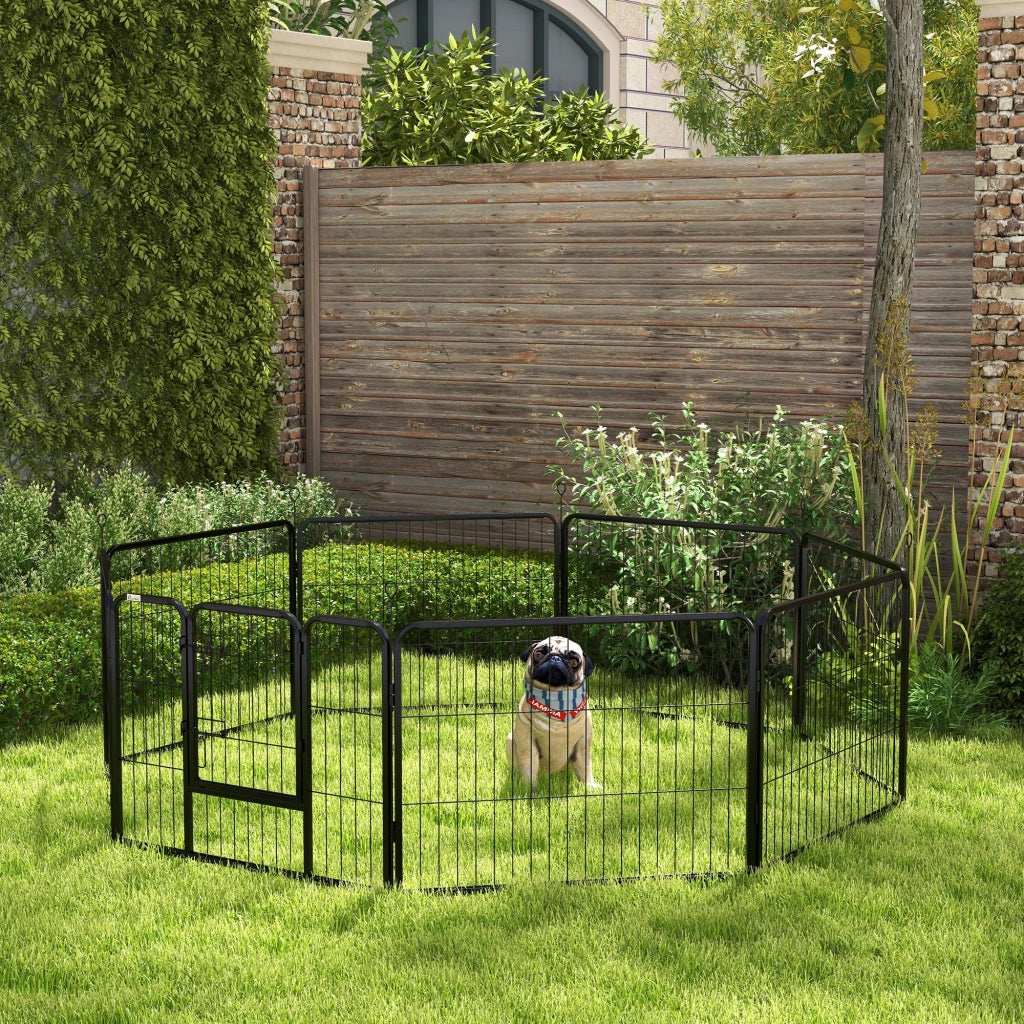 Recinto per Cani 8 Pezzi Modulabile Interno Esterno ¨C zephmum ¨C Acciaio Nero 80x60 cm