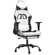 Sedia da Gaming | Sedia da e-sports con Poggiapiedi Bianco e Nero in Similpelle