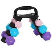 Set Manubri con Supporto, 6 Pezzi per Fitness: 2x1kg, 2x2kg, 2x3kg