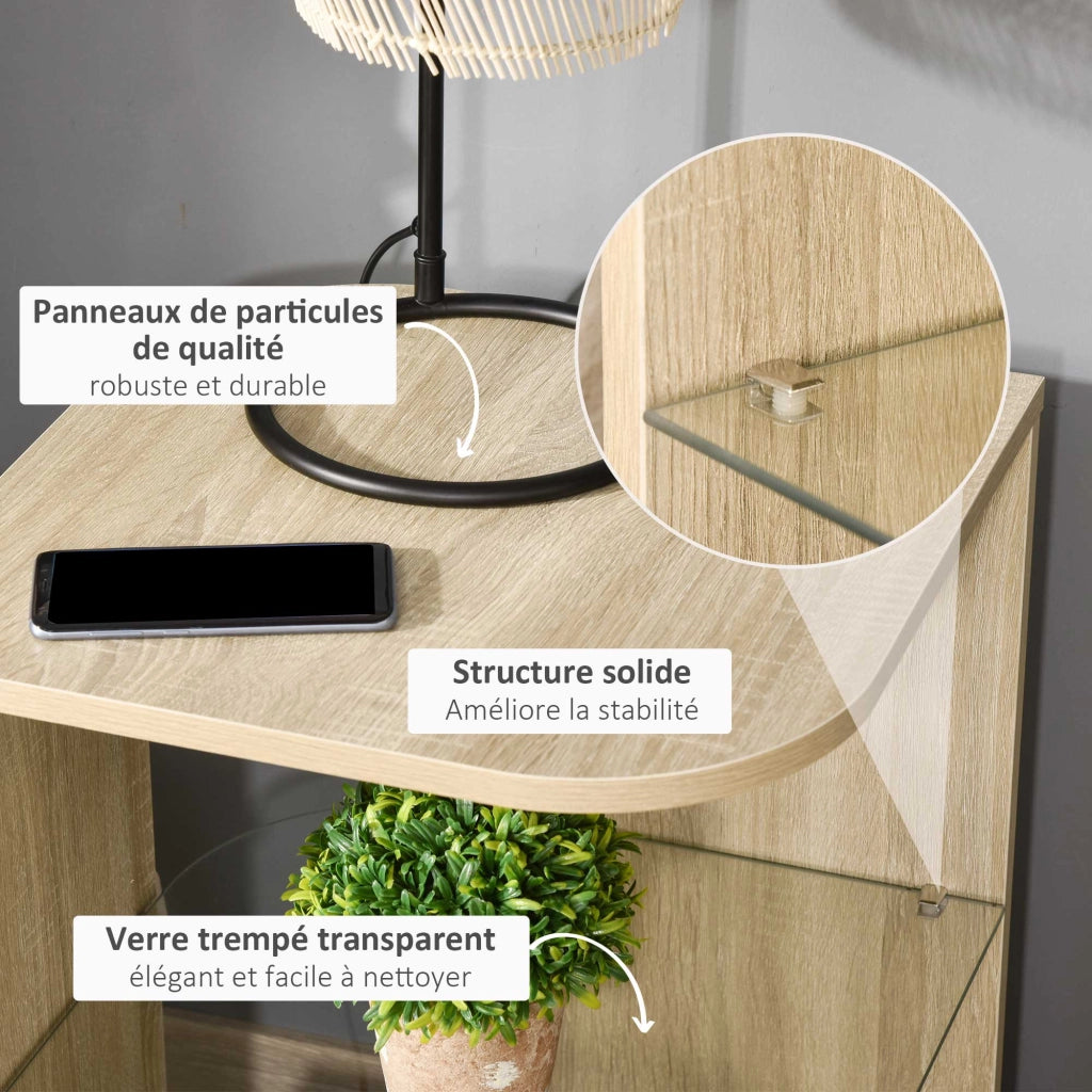 Tavolino da caff¨¨ design moderno ¨C Minimal ¨C vetro temperato legno naturale