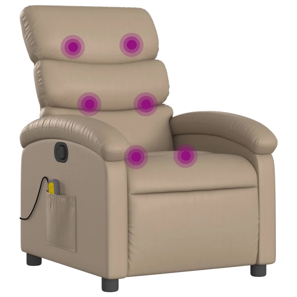 Poltrona Massaggiante | Sedia Relax Reclinabile cappuccino in Similpelle